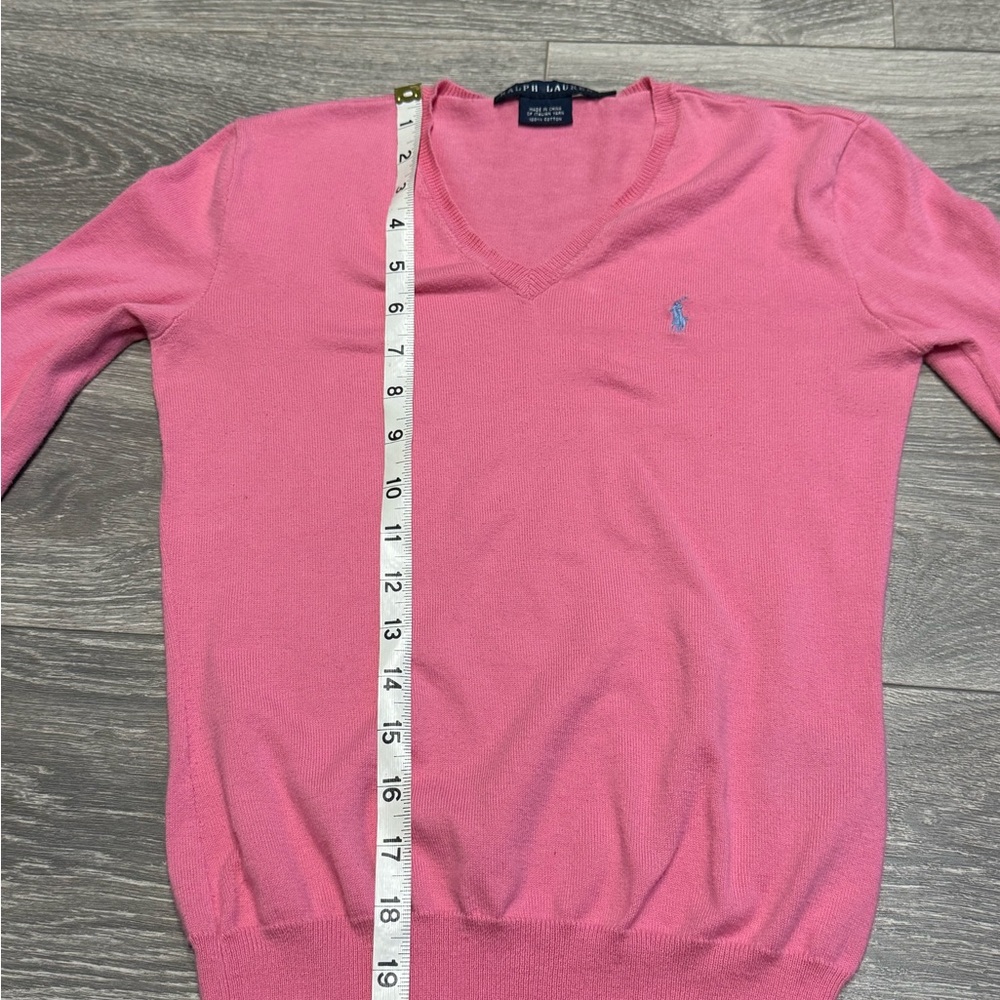 Ralph Lauren Women's Pink V-Neck Sweater - Picture 5 of 6